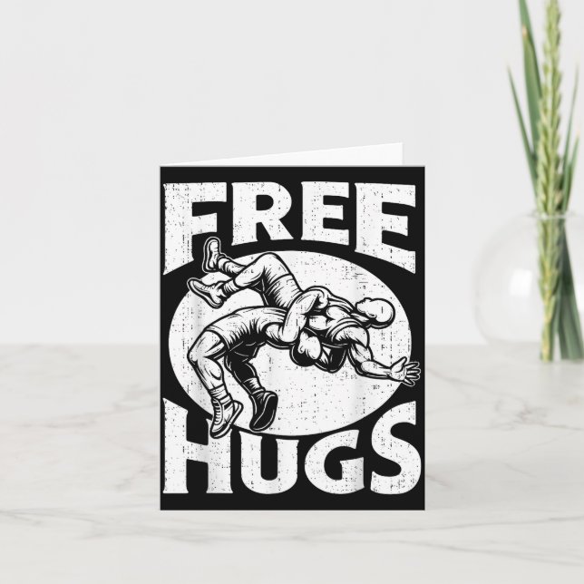 Carte Hugs Funny Wrestling Humor Wrestler Wrestle Men Wo (Devant)