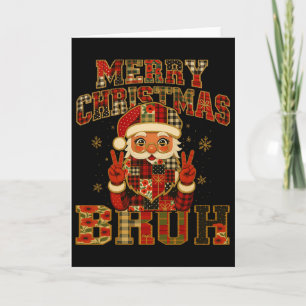 Carte Hugvyn Christmas Santa Claus Patchwork Joyeux Chri