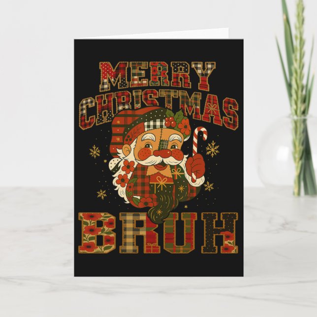 Carte Hugvyn Christmas Santa Claus Patchwork Joyeux Chri (Devant)