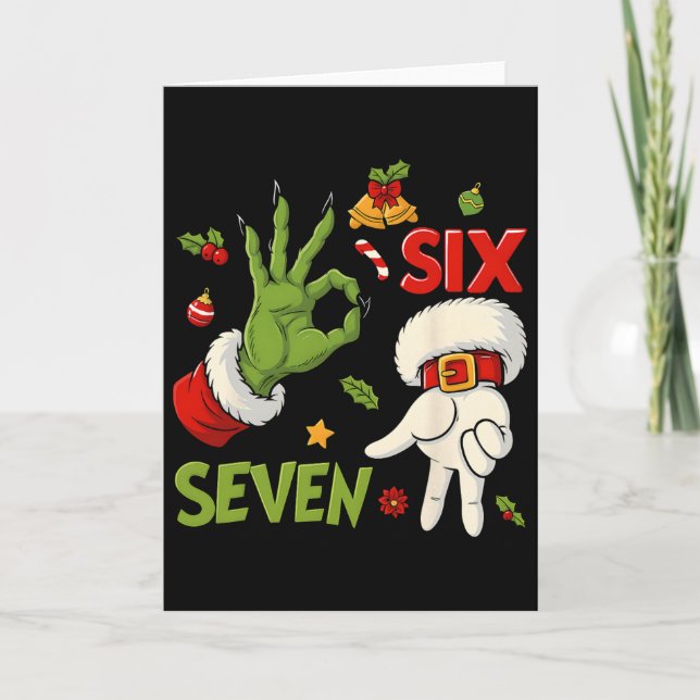 Carte Hugvyn Funny Six Seven Meme Christmas Santa Saying (Devant)