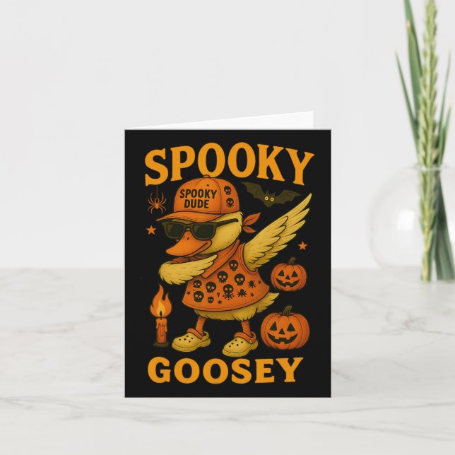 Carte Hugvyn Halloween Éffrayant Goosey Halloween Silly  (Devant)