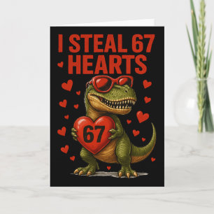 Carte Hugvyn je vole 67 cœurs Saint Valentin dinosaure s
