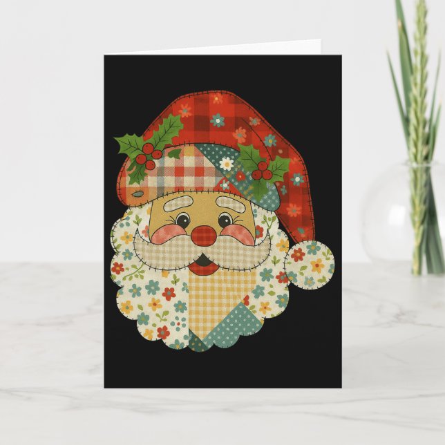 Carte Hugvyn Noël Patchwork Père Noël Correspondant Fa (Devant)