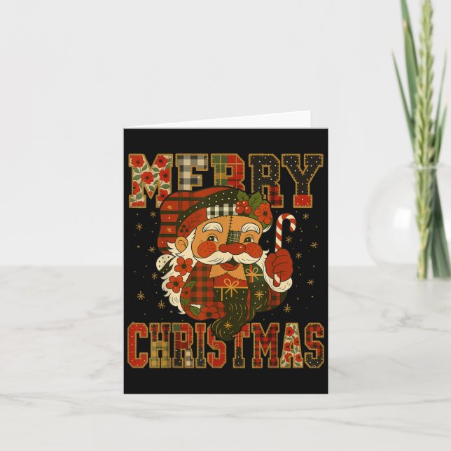 Carte Hugvyn Noël_ Père Noël Patchwork Joyeux Noël (Devant)