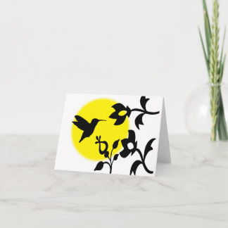 Carte Hummingbird and flower silhouette art style