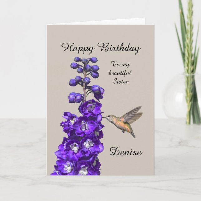 Carte Hummingbird Joyeuse Soeur d'anniversaire, Denise C (Devant)