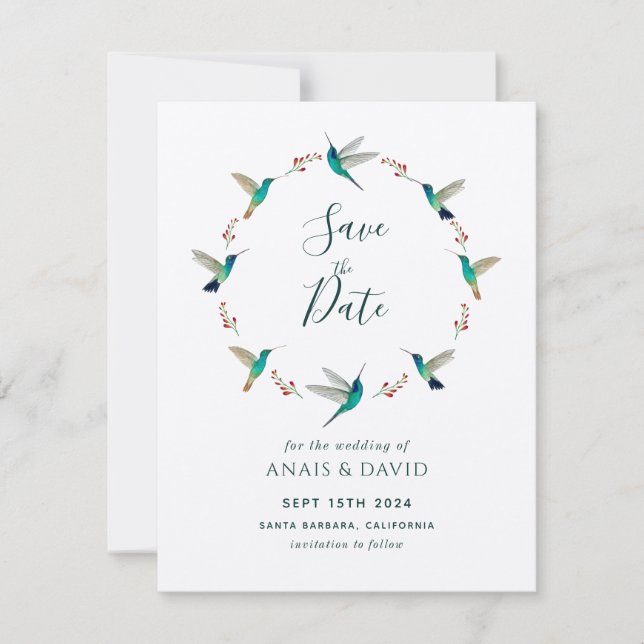 Carte Hummingbird Save the Date Card (Devant)