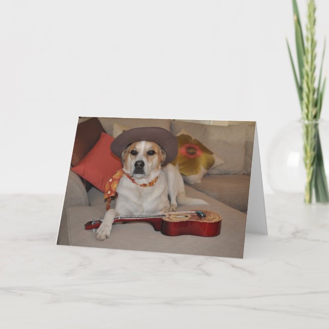 Carte humoristique avec la photo du chien dans le (Devant)