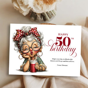 Carte humoristique de 50e anniversaire de lady drô