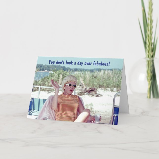 Carte Humoristique Femme Rolling Cheveux Retro Anniversa (Devant)