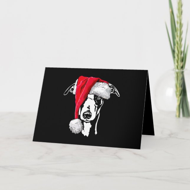 Carte humoristique whippet père Noël Noël chien cadeau d (Devant)
