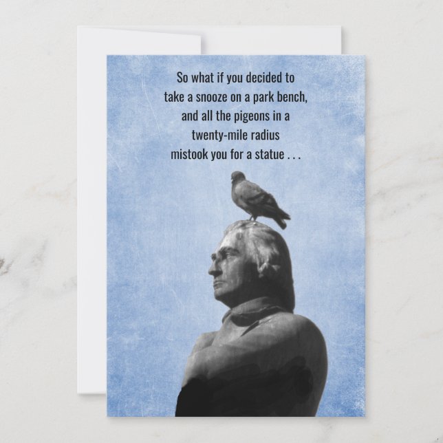 Carte Humorous Get Well statue and pigeons joke (Devant)