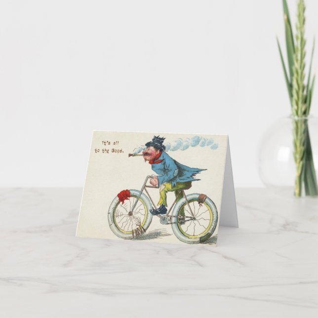 Carte Humour à vélo Tout est au bon (Devant)