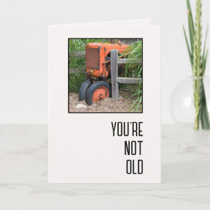 Carte Humour d'anniversaire avec vieux tracteur vintage