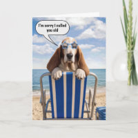 Humour d'anniversaire Basset Hound sur chaise de p