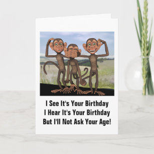 Carte Humour d'anniversaire de trois singes