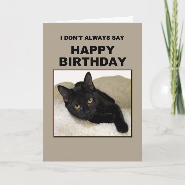 Carte Humour d'anniversaire du chat noir (Devant)
