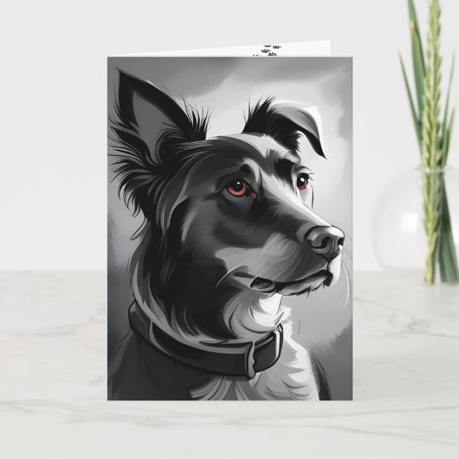 Carte Humour d'anniversaire du chien noir et d'argent (Devant)