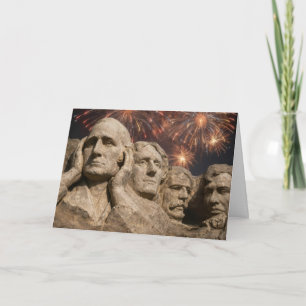 Carte Humour d'anniversaire du mont Rushmore avec feux d