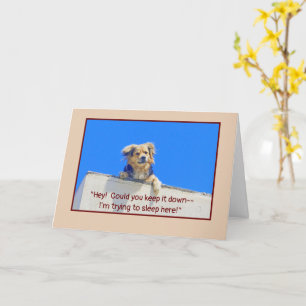 CARTE HUMOUR D'ANNIVERSAIRE/ LAISSER LES CHIENS ENDORMIS