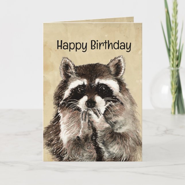 Carte Humour d'anniversaire Raccoon Amoureux des animaux (Devant)