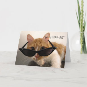 Carte Humour d'anniversaire - Vous avez QUEL âge ? Chat