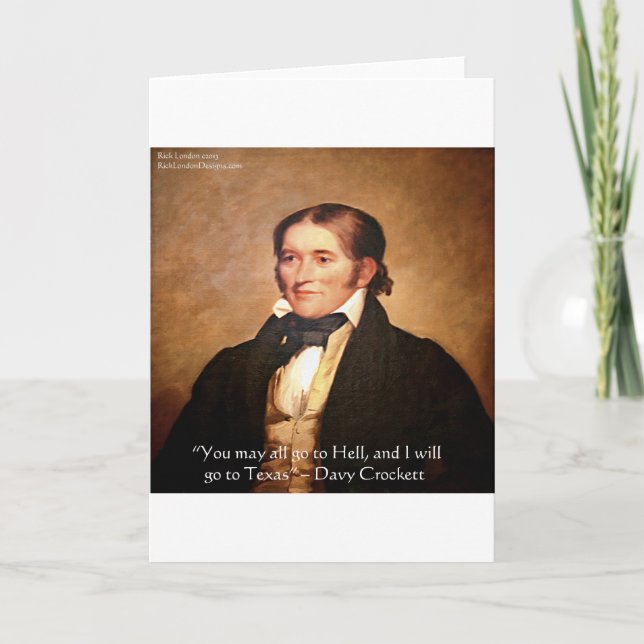 Carte Humour Davy Crockett "Aller au Texas" (Devant)