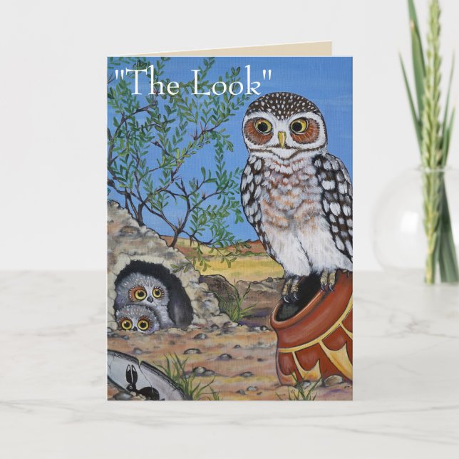 Carte Humour de la fête des mères Hibou Baby Owlet Déser (Devant)