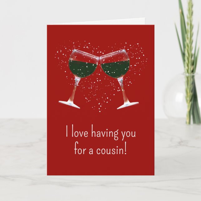 Carte Humour de la Saint Valentin Cousin au vin (Devant)