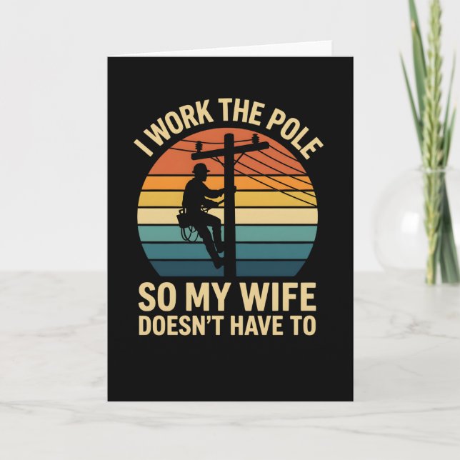 Carte Humour de Monteur de Ligne Je Travaille sur le Pot (Devant)