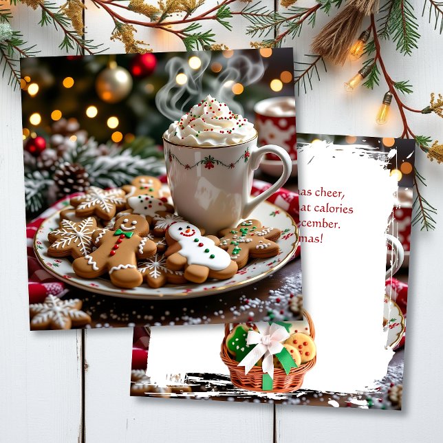 Carte Humour de Noël drôle | Café et biscuits (Créateur téléchargé)