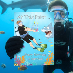 Carte Humour de requin sous-marin pour anniversaire de p