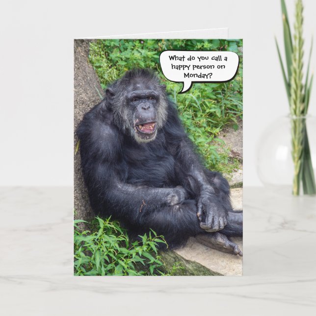 Carte Humour de retraite de chimpanzé heureux (Devant)