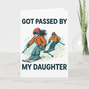 Carte Humour de sport en famille J'ai été dépassé en ski