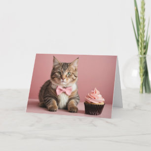 Carte Humour drôle mignon rose Félicitations Chat