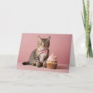 Carte Humour drôle mignon rose Félicitations Chat