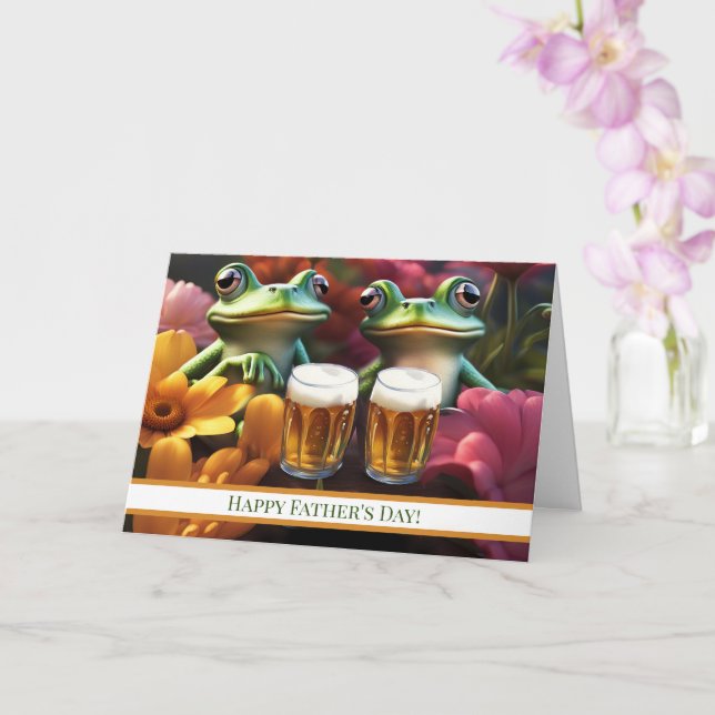 Carte Humour fête des pères avec de mignonnes grenouille (Orchidée)