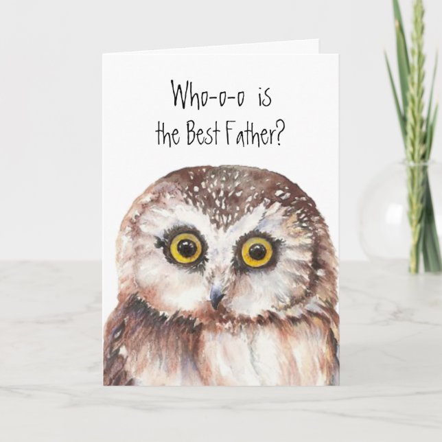 Carte Humour Meilleur Père Cute Owl (Devant)