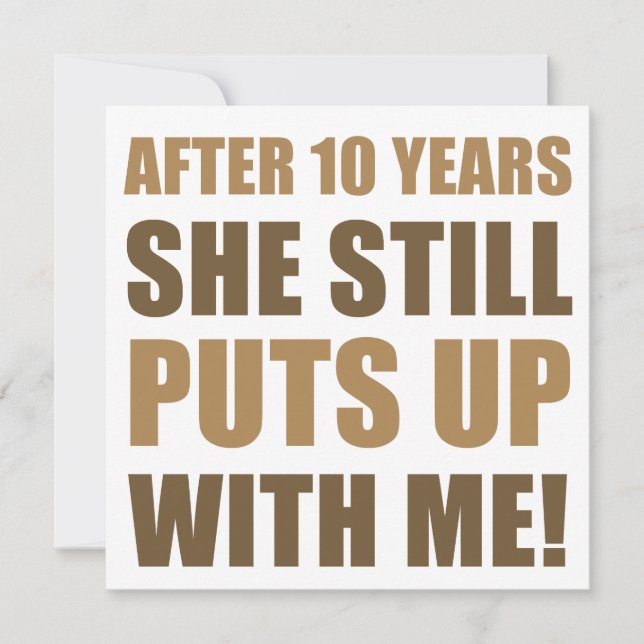 Carte Humour pour les 10 ans de mariage pour les hommes (Devant)