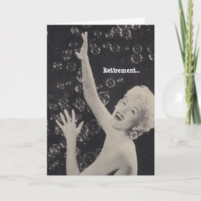 Carte Humour Retraite Champagne Lady a éclaté les bulles (Devant)