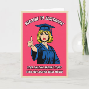 Carte Humour rétro Art Pop pour la remise des diplômes u