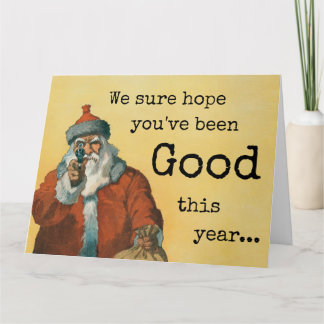Carte Humour sombre Père Noël de Noël avec un pistolet