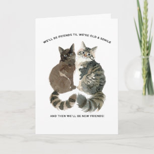 Carte Humour vieillissant pour amis aimant les chats fem