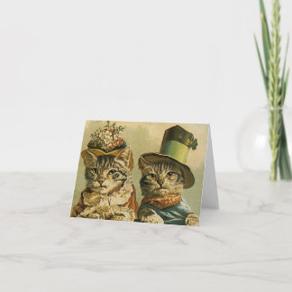 Carte Humour vintage, chats victoriens de marié de jeune