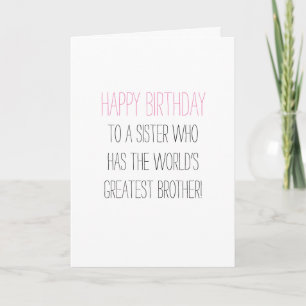 Carte Humourous Birthday Sister