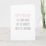 Carte Humourous Birthday Wife from Husband<br><div class="desc">Funny quotes to crack even the hardest nuts ; )</div>