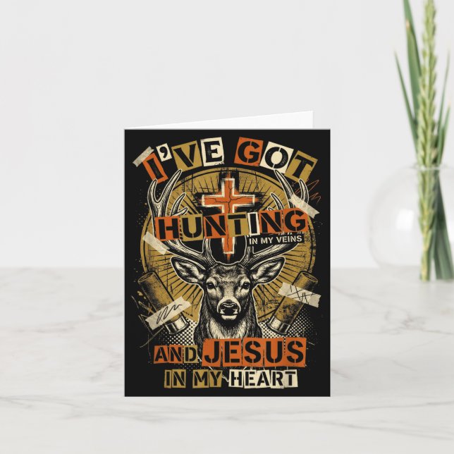 Carte Hunting In My Veins Jesus In Heart Christian Deer  (Devant)