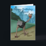 Carte Husband Birthday Card - Cartoon Ostrich - Digital<br><div class="desc">Husband Birthday Card - Cartoon Ostrich - Digital Painting</div>