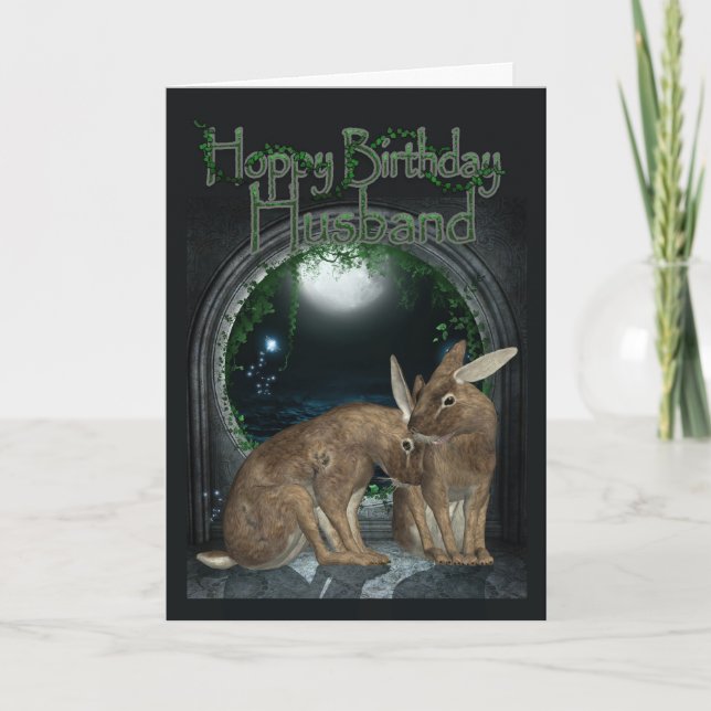 Carte Husband Birthday Card - Hoppy Birthday With Rabbit (Devant)