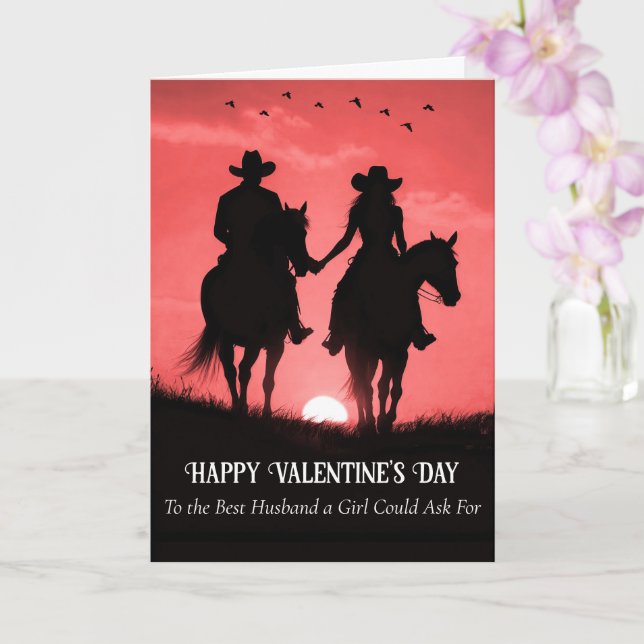 Carte Husband Happy Valentines Day Country Western (Orchidée)